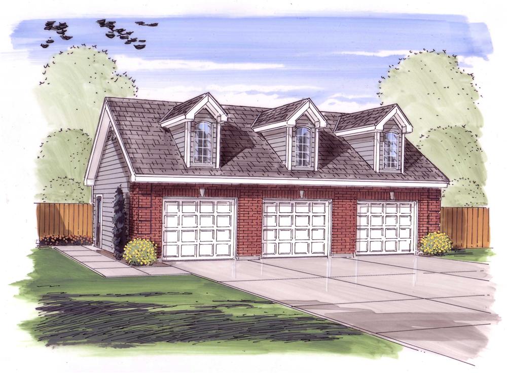 This is a colored rendering of these Garage Plans.
