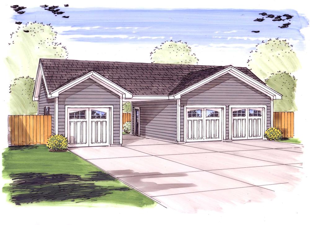 Front elevation of Garage home (ThePlanCollection: House Plan #100-1047)