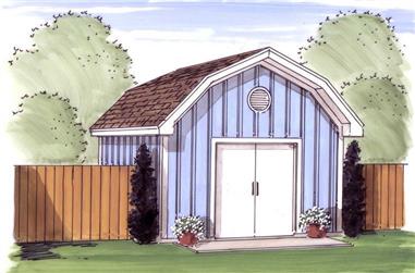 224 Sq Ft Barn-Style Shed Plan - 100-1049 - Main Exterior