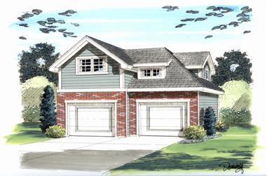2-Car, 600 Sq Ft Country Garage Plan - 100-1200 - Front Exterior