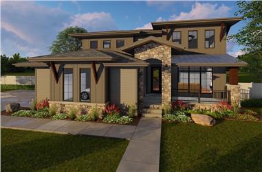 4-Bedroom, 3156 Sq Ft Luxury House Plan - 100-1214 - Front Exterior