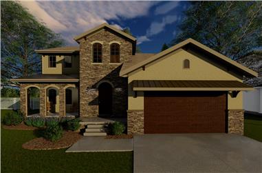 4-Bedroom, 2281 Sq Ft Tuscan House Plan - 100-1258 - Front Exterior