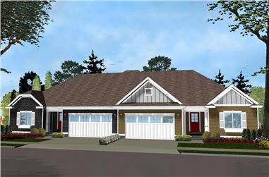 3-Bedroom, 1438 Sq Ft Multi-Unit House Plan - 100-1283 - Front Exterior