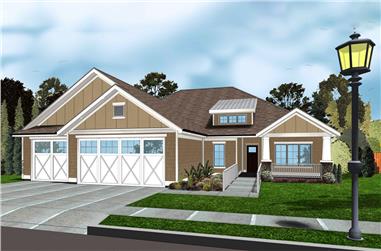 3-Bedroom, 1932 Sq Ft Bungalow House Plan - 100-1297 - Front Exterior