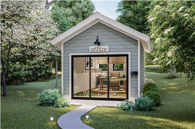 192 Sq Ft Cottage-Style Home Office Shed Plan - 100-1362 - Front Exterior