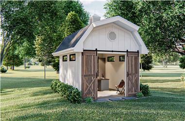 192 Sq Ft Barn-Style Shed Office Plan - 100-1363 - Main Exterior
