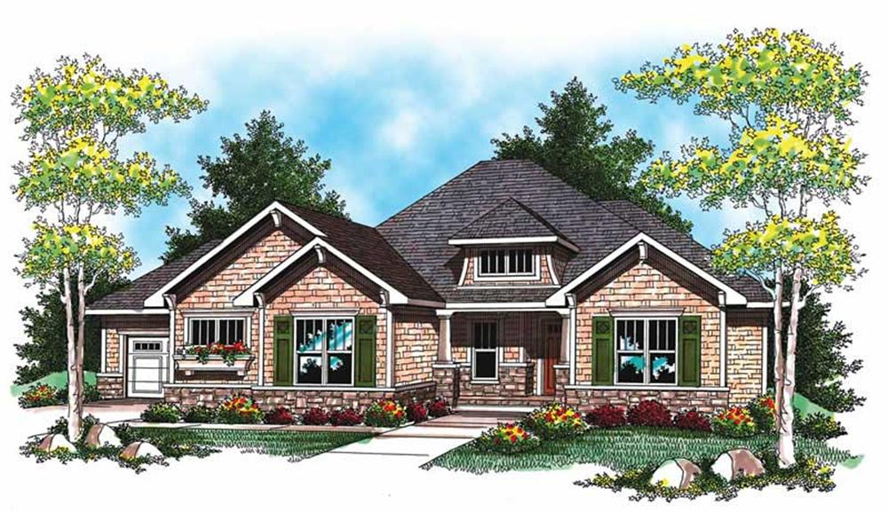 Front elevation of Ranch home (ThePlanCollection: House Plan #101-1023)