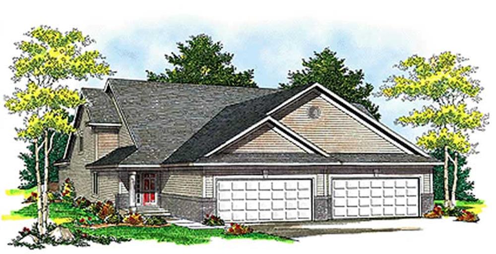 Front elevation of Multi-Unit home (ThePlanCollection: House Plan #101-1041)
