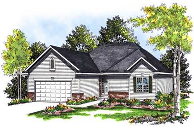 2-Bedroom, 1381 Sq Ft Ranch House Plan - 101-1142 - Front Exterior