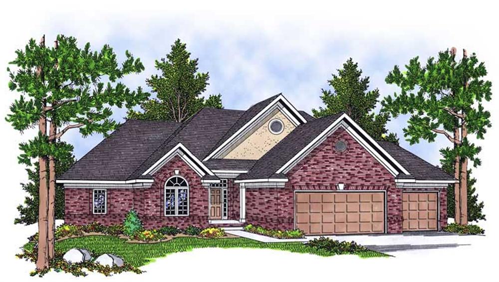 Front elevation of Ranch home (ThePlanCollection: House Plan #101-1159)