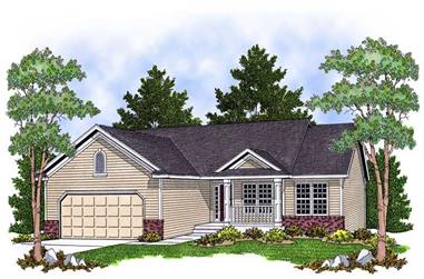 3-Bedroom, 1419 Sq Ft Ranch House Plan - 101-1164 - Front Exterior
