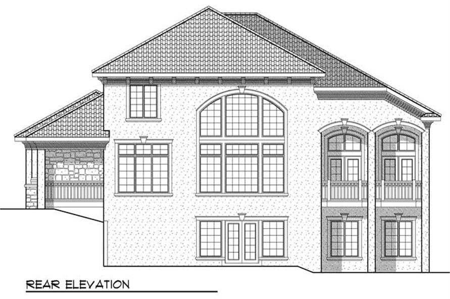 Home Plan Rear Elevation of this 4-Bedroom,3687 Sq Ft Plan -101-1353
