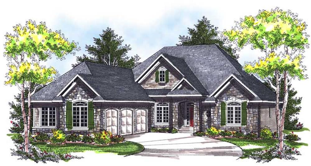 Front elevation of Ranch home (ThePlanCollection: House Plan #101-1437)
