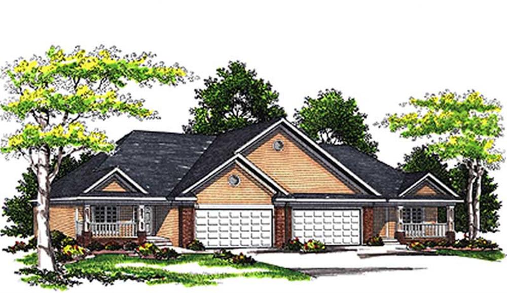 Front elevation of Multi-Unit home (ThePlanCollection: House Plan #101-1766)