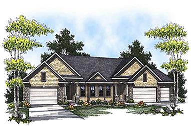 2-Bedroom, 3126 Sq Ft Multi-Unit House Plan - 101-1820 - Front Exterior