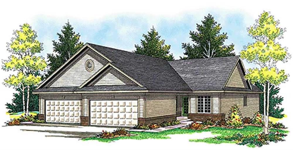 Front elevation of Multi-Unit home (ThePlanCollection: House Plan #101-1837)