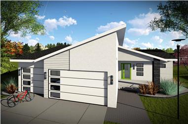 3-Bedroom, 1583 Sq Ft Contemporary Home Plan - 101-1968 - Main Exterior