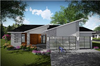 3-Bedroom, 1501 Sq Ft Contemporary Home Plan - 101-1990 - Main Exterior