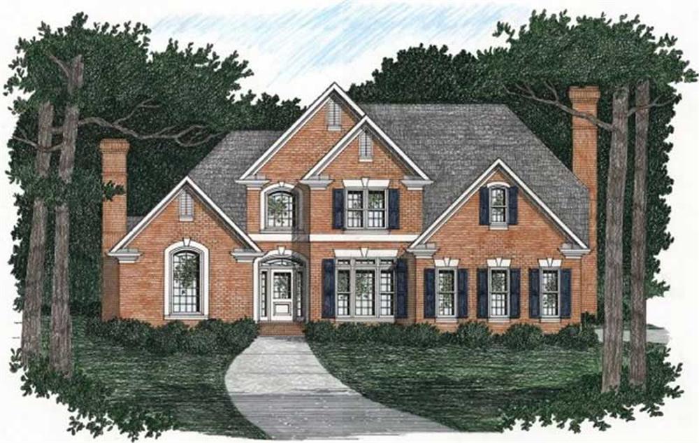 Front elevation of European home (ThePlanCollection: House Plan #102-1026)