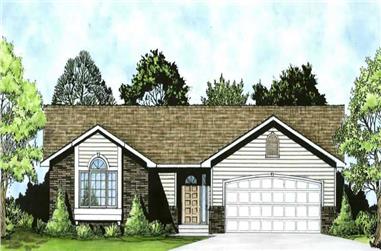 3-Bedroom, 1162 Sq Ft Ranch House Plan - 103-1009 - Front Exterior