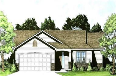 2-Bedroom, 995 Sq Ft Small House Plans - 103-1021 - Front Exterior