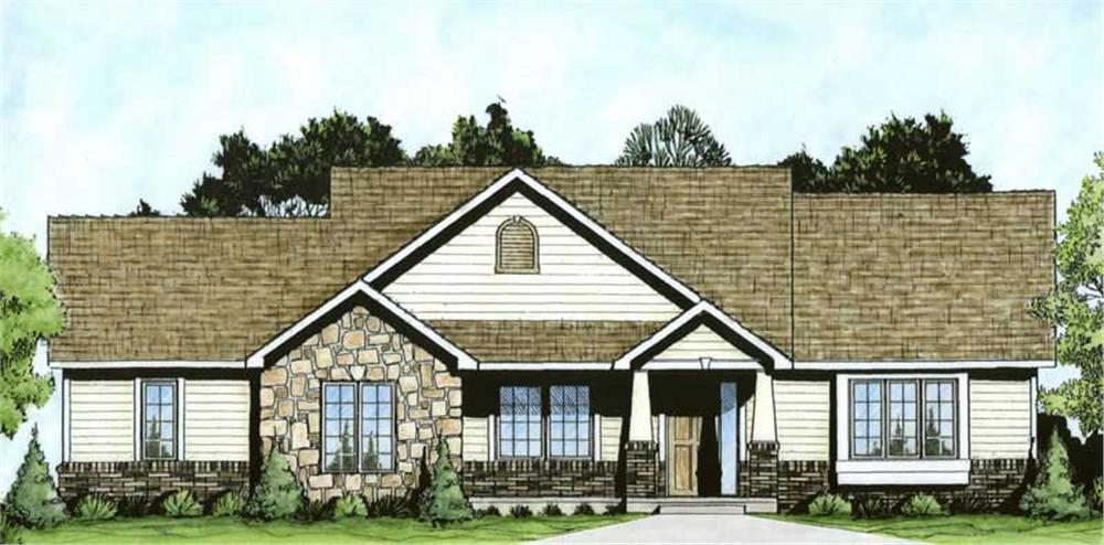 Front elevation of Small House Plans home (ThePlanCollection: House Plan #103-1023)