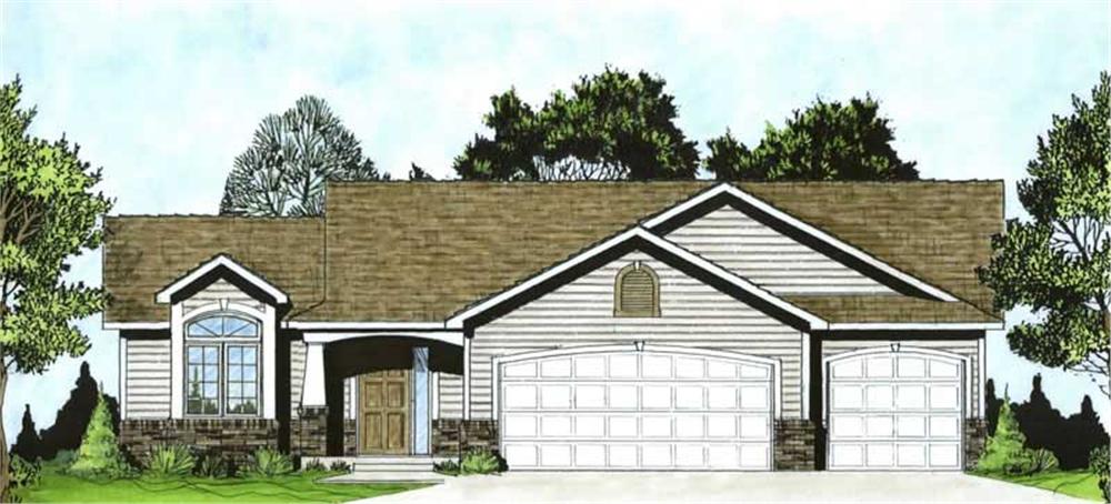 Front elevation of Ranch home (ThePlanCollection: House Plan #103-1031)