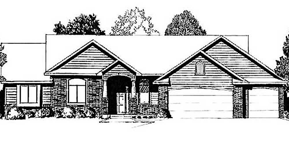 Ranch style home (ThePlanCollection: House Plan #103-1066)