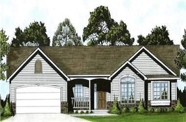3-Bedroom, 1420 Sq Ft Ranch House Plan - 103-1075 - Front Exterior