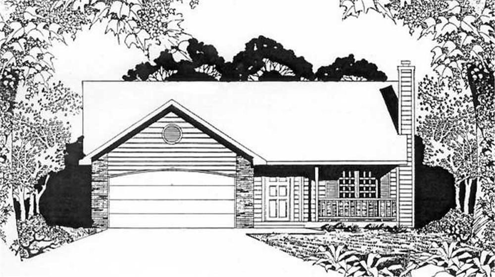 Front elevation of Ranch home (ThePlanCollection: House Plan #103-1098)