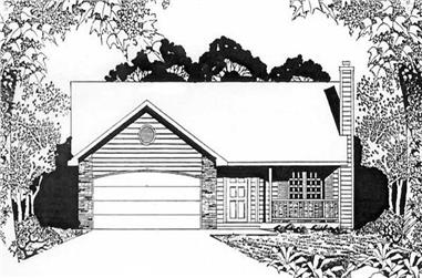 2-Bedroom, 1075 Sq Ft Ranch House Plan - 103-1098 - Front Exterior