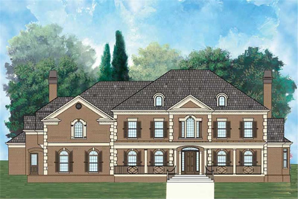 Front elevation of European home (ThePlanCollection: House Plan #106-1001)