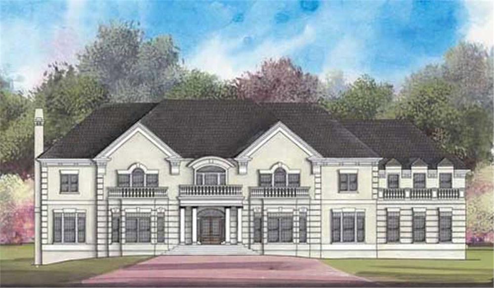 Front elevation of Luxury home (ThePlanCollection: House Plan #106-1009)