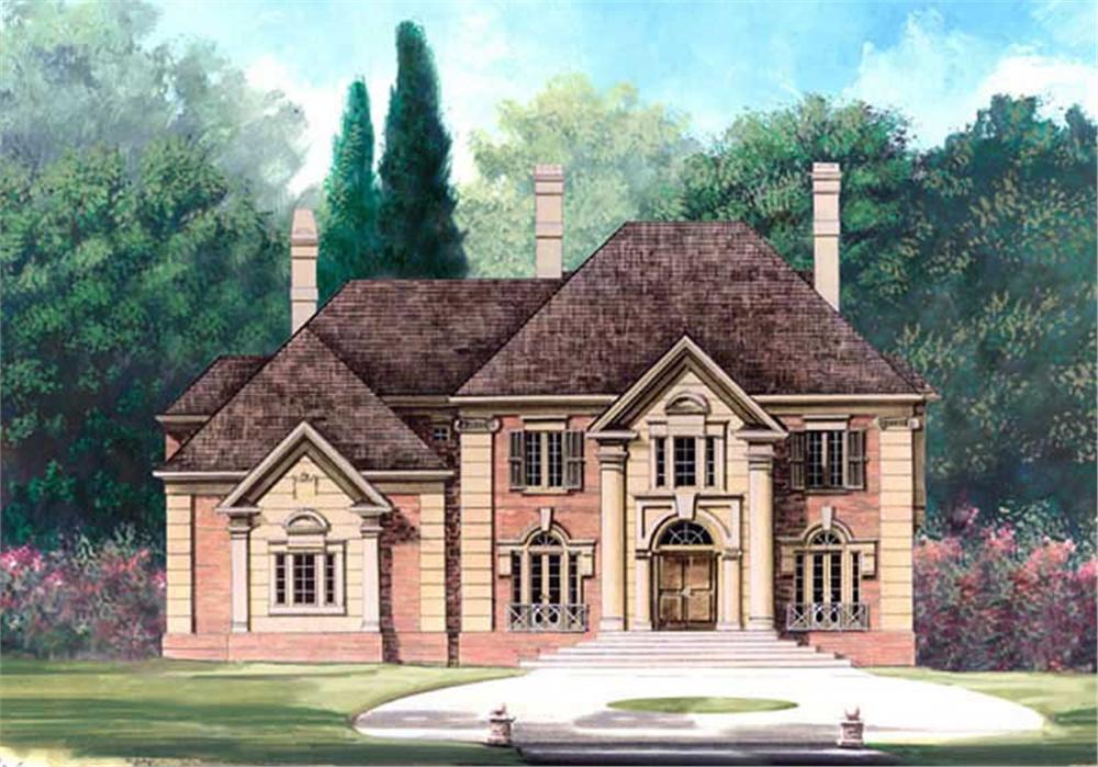 Front elevation of European home (ThePlanCollection: House Plan #106-1057)