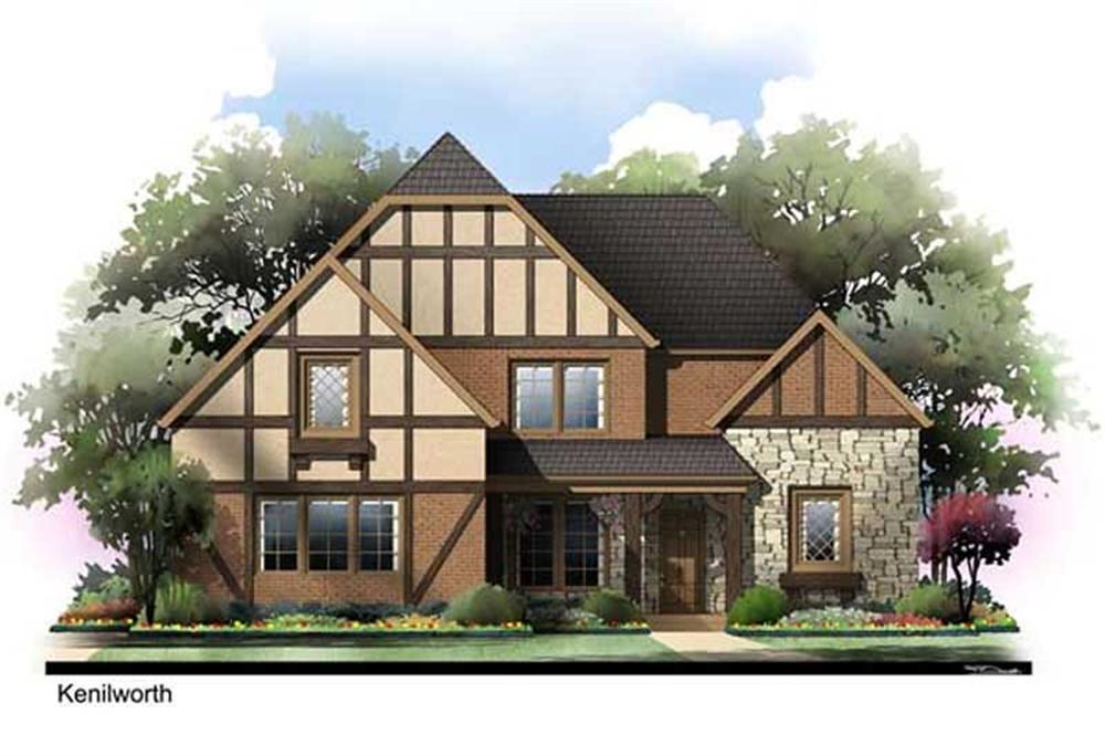 Front elevation of Tudor home (ThePlanCollection: House Plan #106-1090)