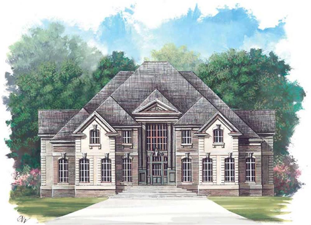 Front elevation of European home (ThePlanCollection: House Plan #106-1105)