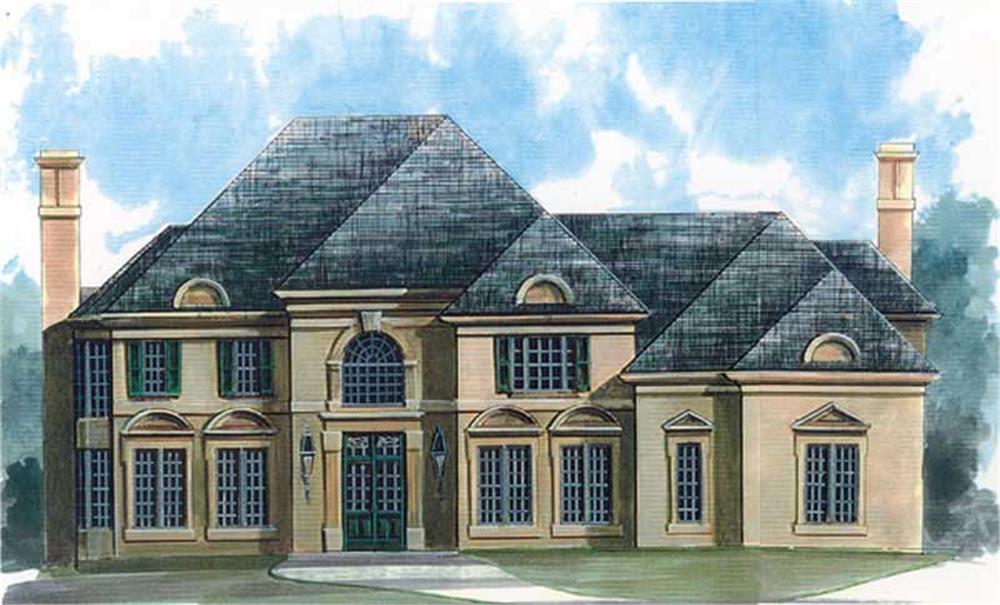 Front elevation of European home (ThePlanCollection: House Plan #106-1107)