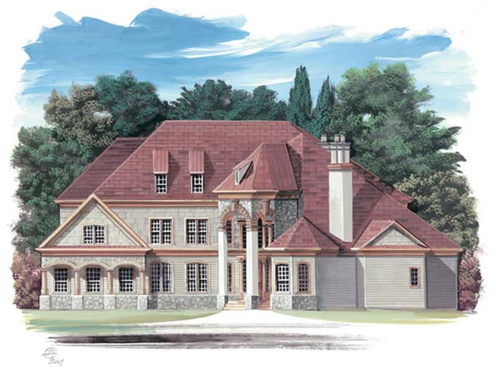 Front elevation of European home (ThePlanCollection: House Plan #106-1170)