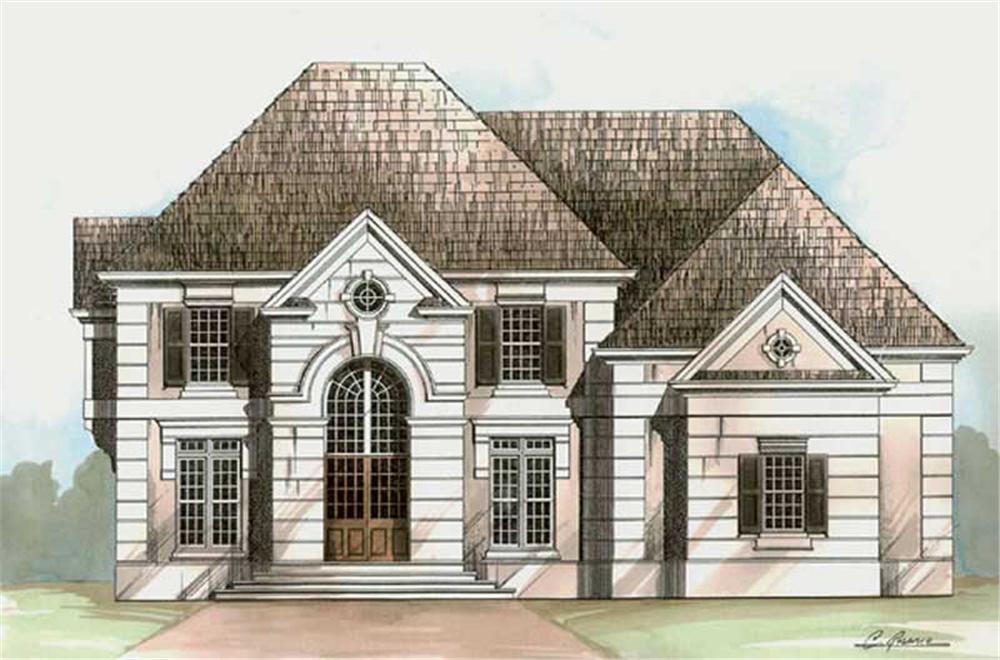 Front elevation of European home (ThePlanCollection: House Plan #106-1232)