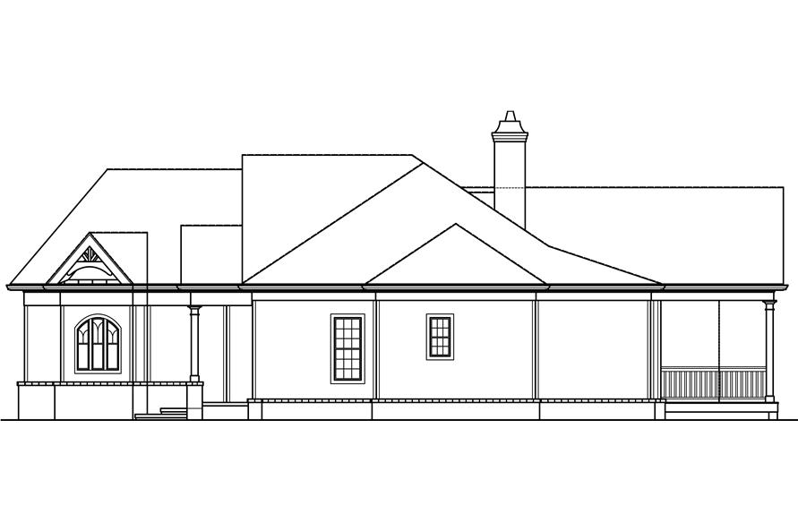 106-1276: Home Plan Right Elevation with slab foundation