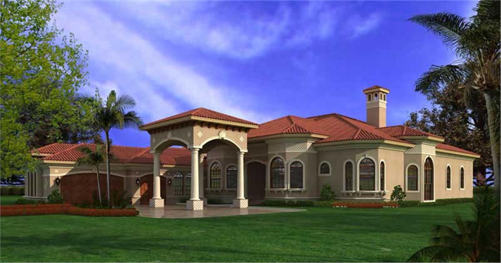 Color rendering of Spanish/Mediterranean Luxury House Plan #107-1020
