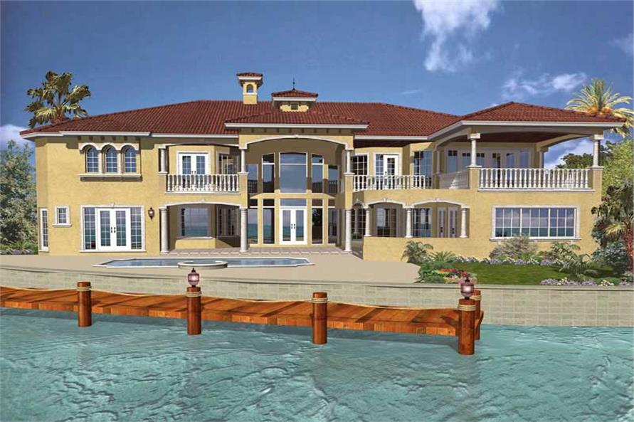 Home Plan Rear Elevation of this 6-Bedroom,7100 Sq Ft Plan -107-1085