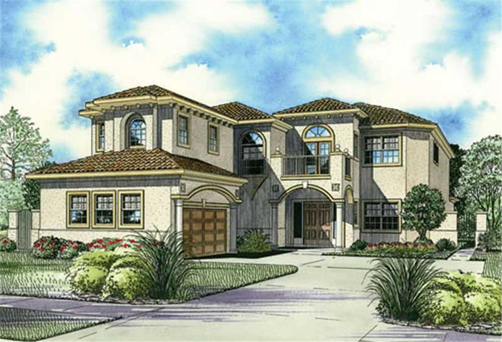 Front elevation of Mediterranean home (ThePlanCollection: House Plan #107-1175)