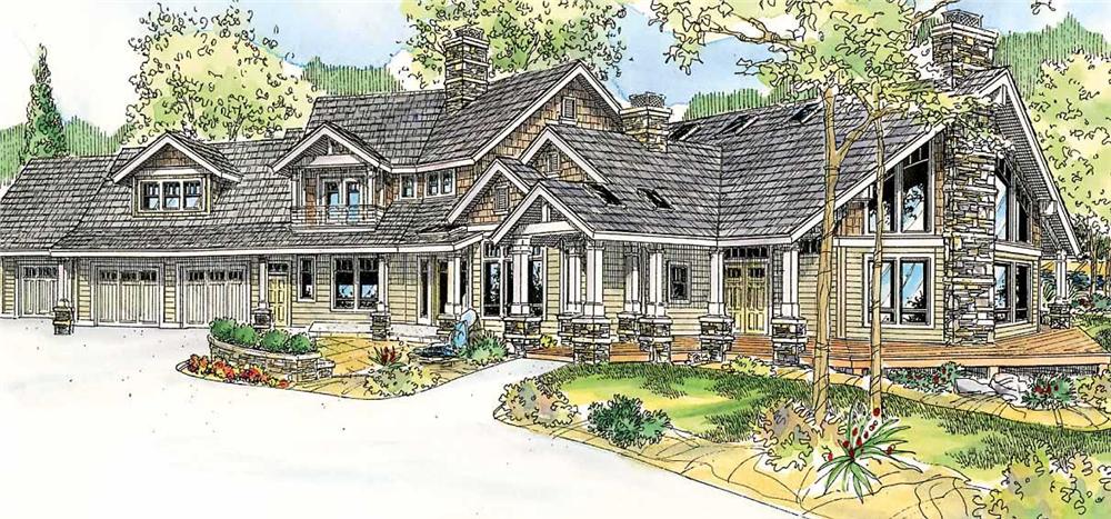 This particular image shows a nice angled view of these Craftsman Home Plans.