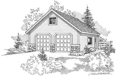 1-Bedroom, 1178 Sq Ft Garage House Plan - 108-1057 - Front Exterior