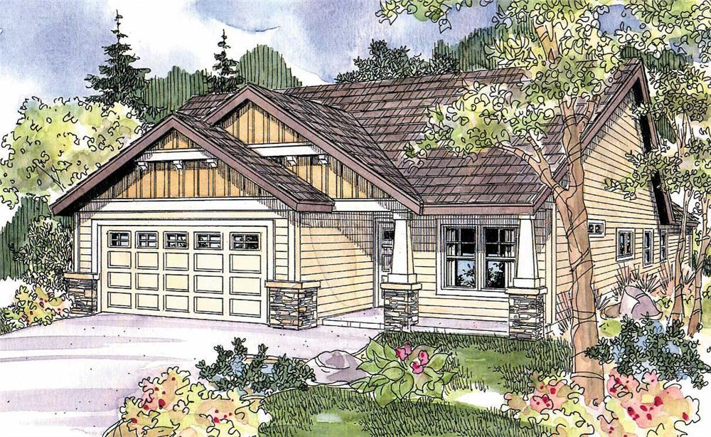 This image shows the Ranch Style for this set of house plans.