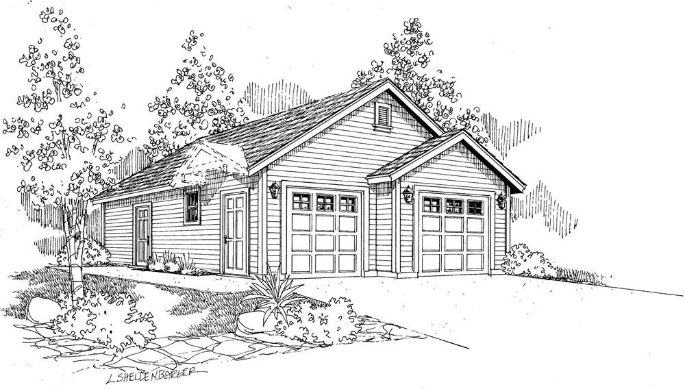 Front elevation of Garage home (ThePlanCollection: House Plan #108-1082)