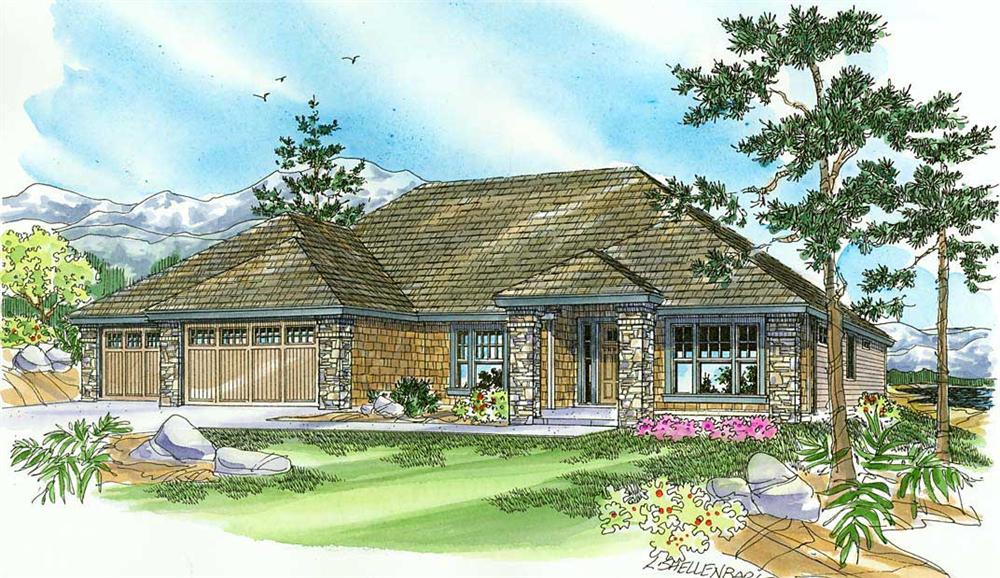 This is an artist's rendering of these Craftsman Houseplans.
