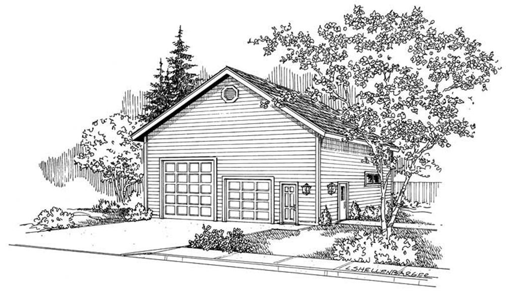 This image shows the garage style of the house plans/ garage plans.