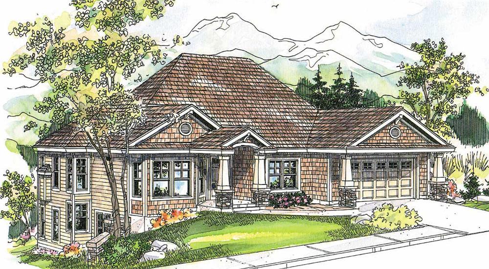 This image shows the Craftsman Style of the house plan.